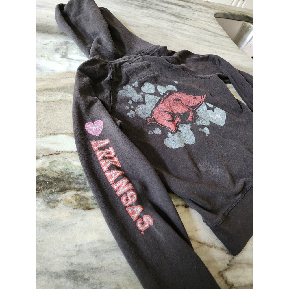 Y2K PINK Victoria's Secret Arkansas Razorbacks Zip Up Hoodie Gray Black